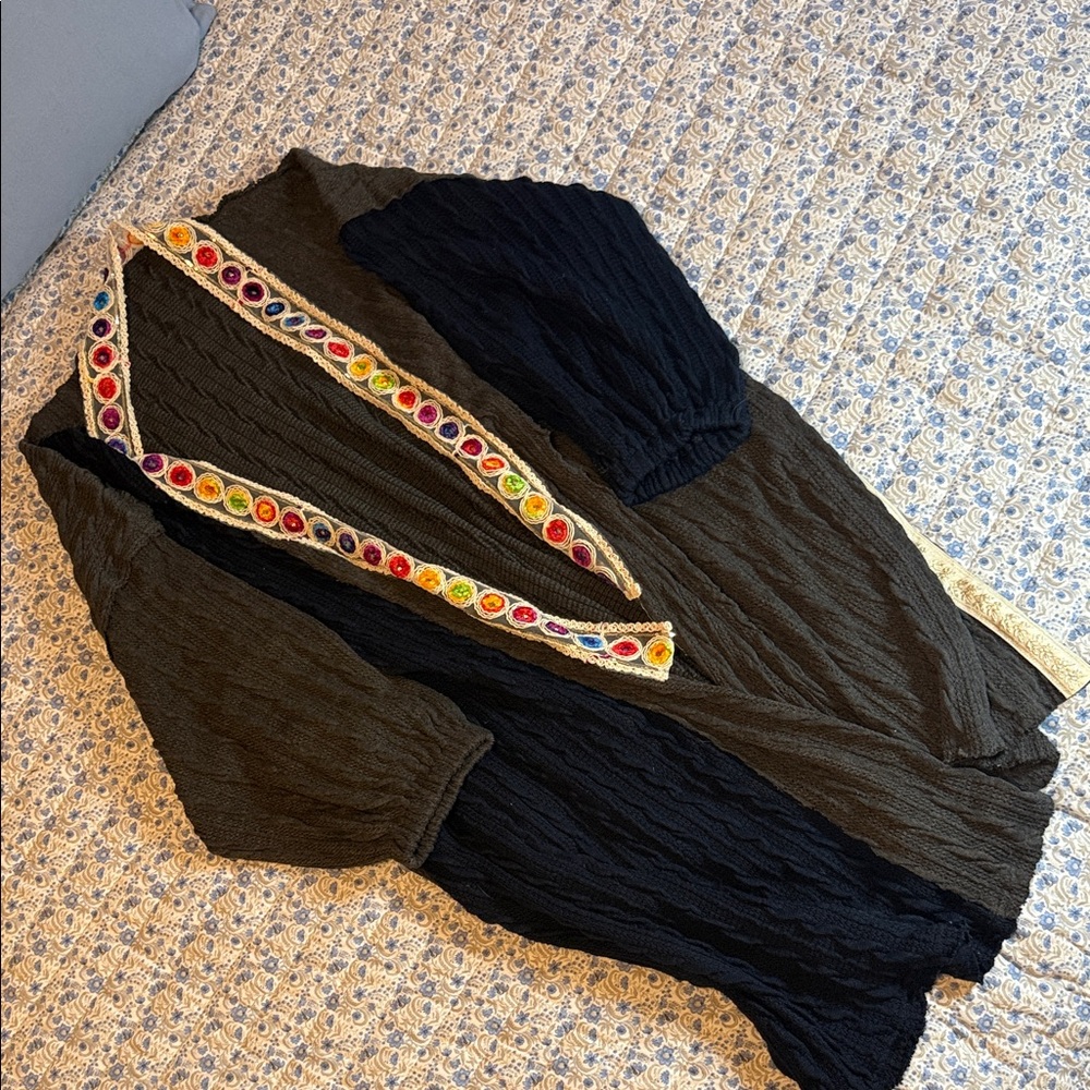 POL Gray Cardigan with Colorful Embroidery